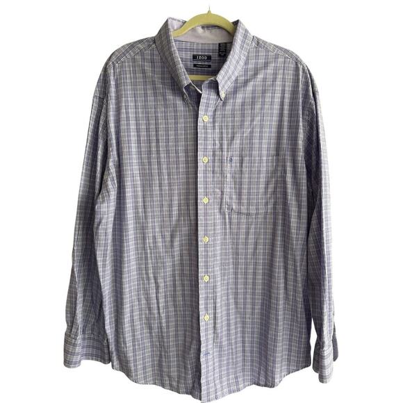 Izod Premium Essential Men’s Button Down Long Sleeve Purple Blue 2XL - Picture 2 of 6